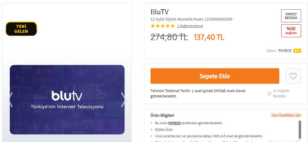 Blutv 1 Aylik Uyelik Kupon Kodu Urununu E Key Magazasindan Satin Al Gamesatis
