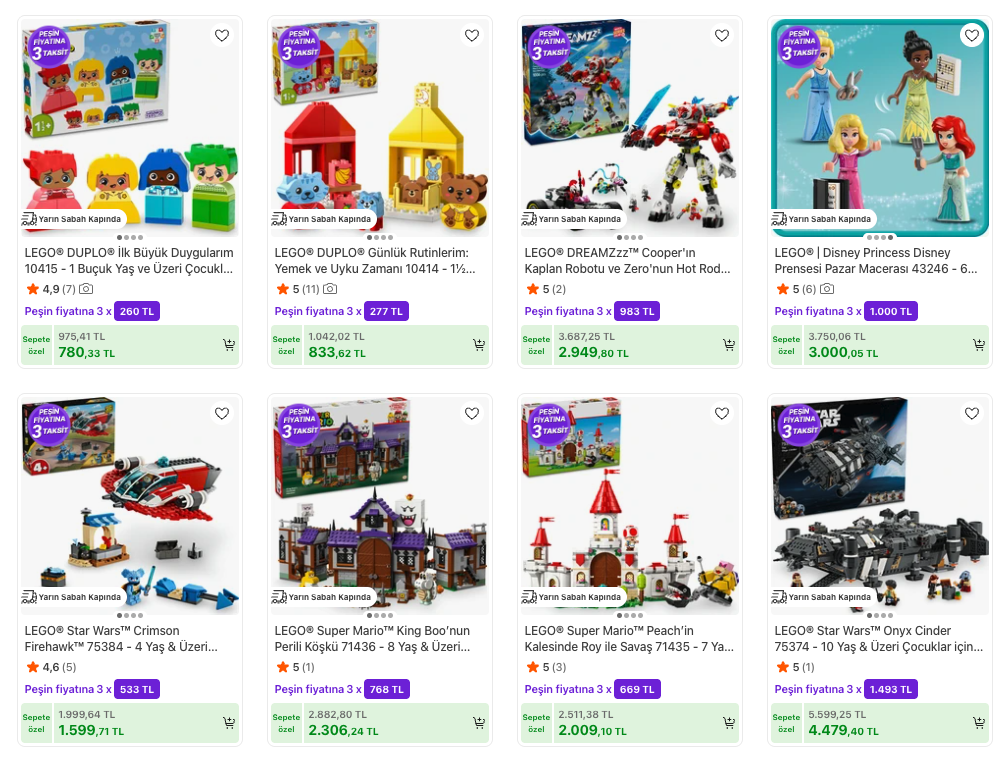 Lego Ürünlerinde 3000/500TL İndirim