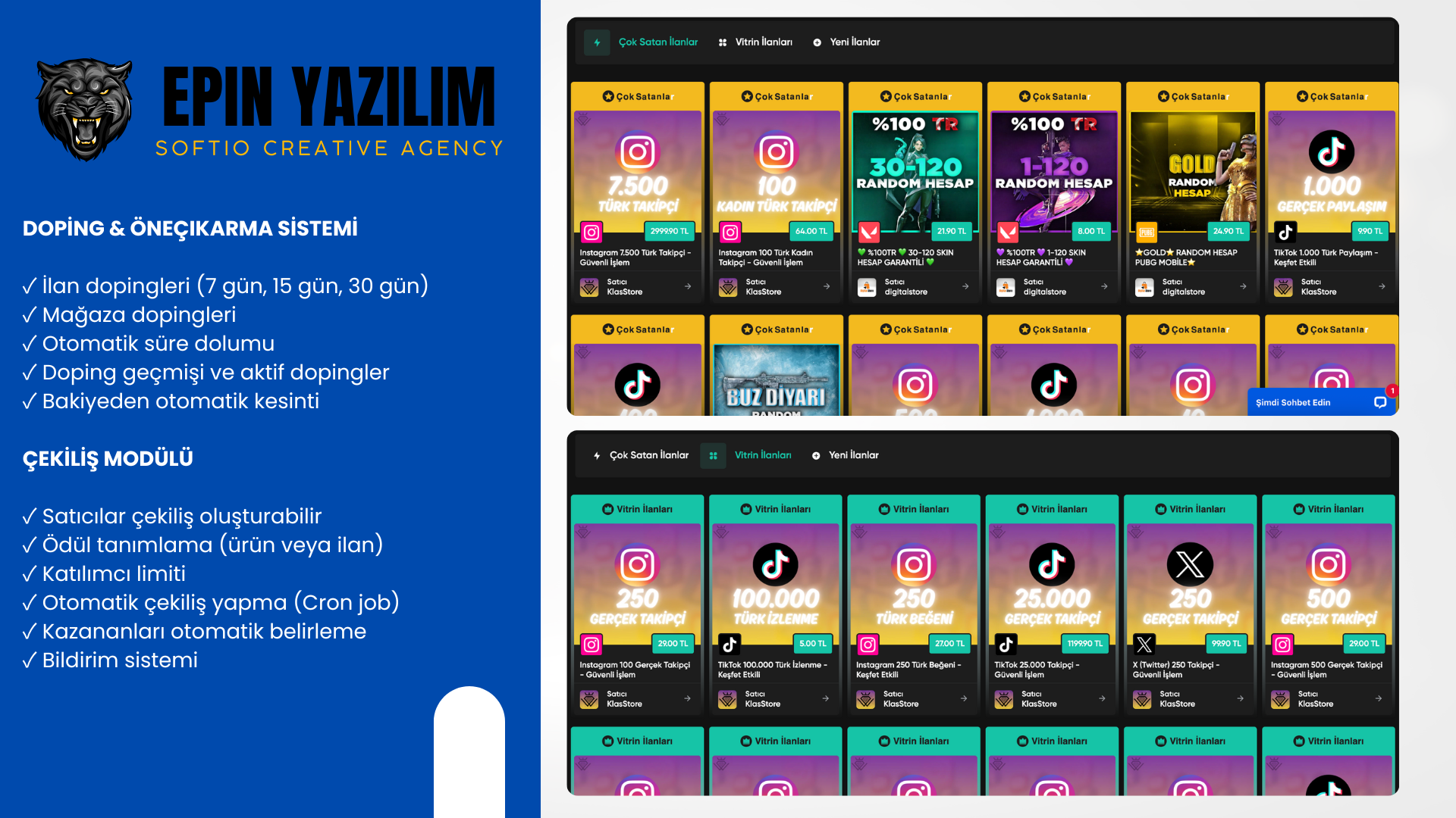 Oyun hesap satış scripti kullanıcı paneli