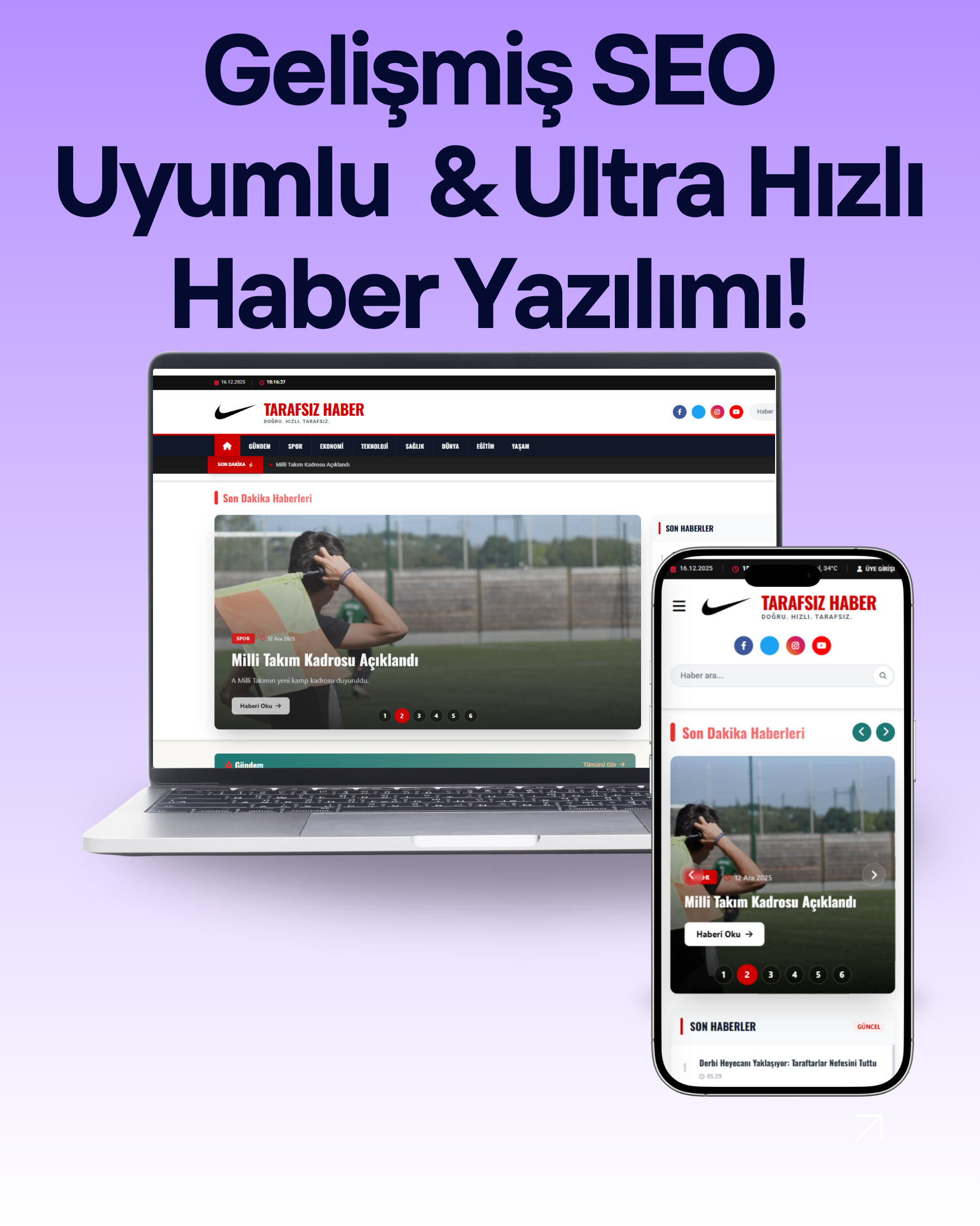 PHP Gelişmiş SEO Uyumlu 💎 &amp; Ultra Hızlı Haber Yazılımı görseli